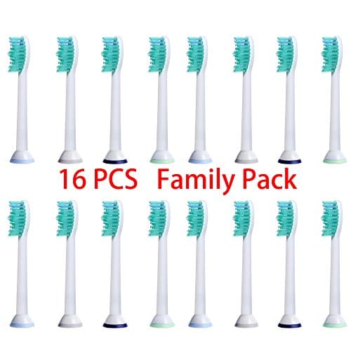 Toothbrush Heads Philips Sonicare Compatible Soft Replacement For DiamondClean FlexCare EasyClean Series Brush - Pack of 16 - Family Pack