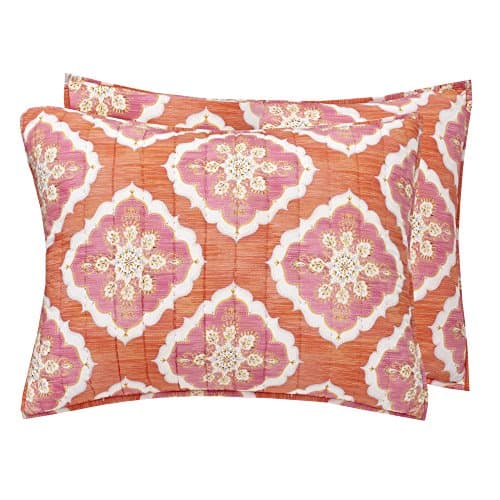 Dena Home Amara Quilted Standard Sham, Coral