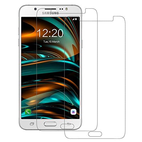 Samsung Galaxy J7 2016 Glass Screen Protector, POOPHUNS 2 Pack Tempered Glass Screen Protector Samsung Galaxy J7 2016, 3D Touch Compatible, 9H Hardness, One-push installation, Bubble free