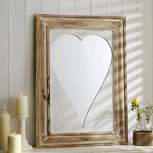 Large Wooden Heart Mirror