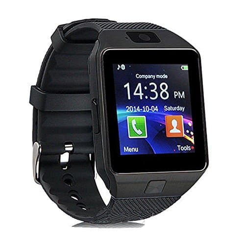 Bluetooth Smartwatch GSM SIM With Camera Calls Smart Wrist Watch Phone TF Card Slot Sleep Monitor Pedometer SMS Notification Support Android Smartphone iOS System (Black)