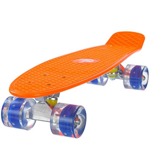Mad Boards Retro Cruiser Board Complete 22", ABEC-7, LED Wheels, Orange (Orange)
