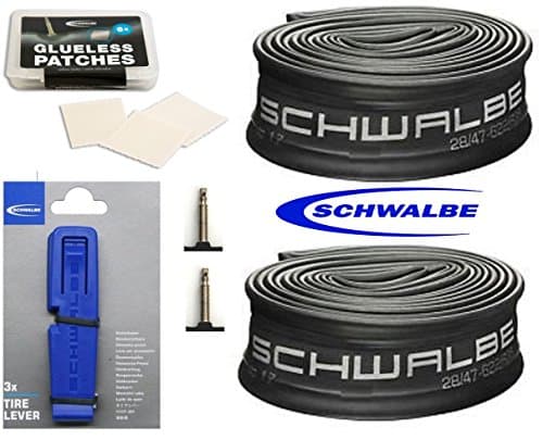 2 x Schwalbe Inner Tubes 700 / 28" Presta Valves &amp; Schwalbe Pre Glued Puncture Patch Kit &amp; Schwalbe Tyre Levers- Click For Sizes