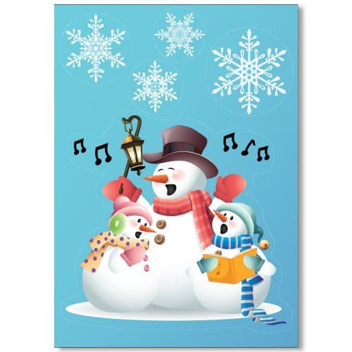 Singing Snowmen Window Cling with 32 Elegant Snowflake Window Stickers - Quick & Simple Christmas Decorations - Glueless Vinyl Stickers