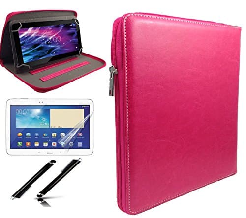 3 in 1 Starter set - 10.1" Inch Zipper Case + Screen protecotor + Touch Pen For Vodafone Smart Tab N8 Tablet - Zipper Pink 3 in 1