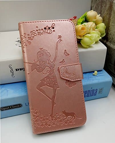 TSAOYA Removable Wallet Case [Premium PU Leather][2 Card Holder] [Wrist Strap] [Magnetic Closure] Embossed Detachable Slim Back Cover Shell Case Protective for iPhone 8,6,6s,7 (4.7”) / 8P,6P,6sP,7P (5.5”)(iphone 8/7 plus, rose gold)
