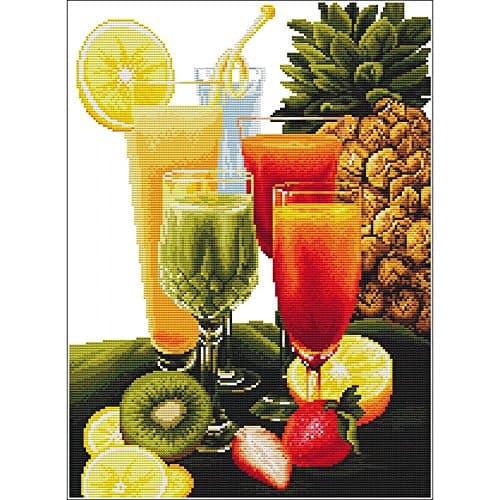 5D Fruit Juice Pattern Full Drill Diamond Painting By Number DIY Needlework Diamond Painting Cross Stitch Crystal Diamond Picture Home Decor Wall Art Home Craft