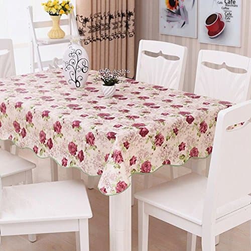 Tablecloth Waterproof ,Rectangular ,Sans Rincage Pvc-Free Rose ,115*175Cm