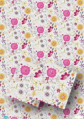 Jodds Luxury Scattered Flowers Gift Wrap - 2 Sheets with Matching Mini Card Gift Tags