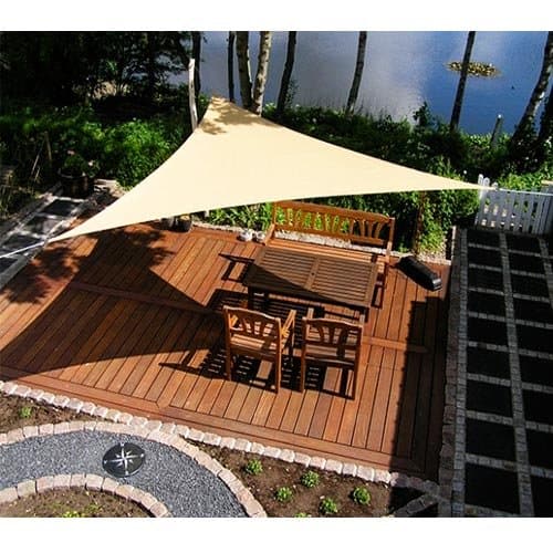 bakaji Blind Sun Sail Triangular 3.6 Metres for Patio, Terrace Garden Pool Shading with UV Protection Towel Tearproof Cream + Mounting Kit