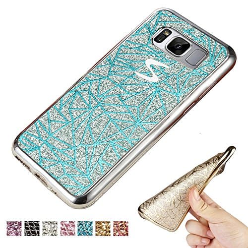 Galaxy S8 Plus Case, Happy360 Ultra Thin TPU Gel Rubber Soft Skin Silicone Glitter Sparkly Protective Back Case for Samsung Galaxy S8 Plus, Blue