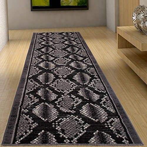 New Modern Hall Runners Beautiful Carpet Snake Skin Grey Pattern 70 x 450 cm (2ft4" x 14ft9")