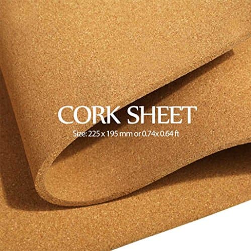 Cork Sheet - 2 Pieces - Small Size 225 x 195 x 2 mm (Approx 9 x 8 Inch) About B5 Paper for Pin Board Replacement DIY Craft Pads (Thickness: 2mm) - Unihom