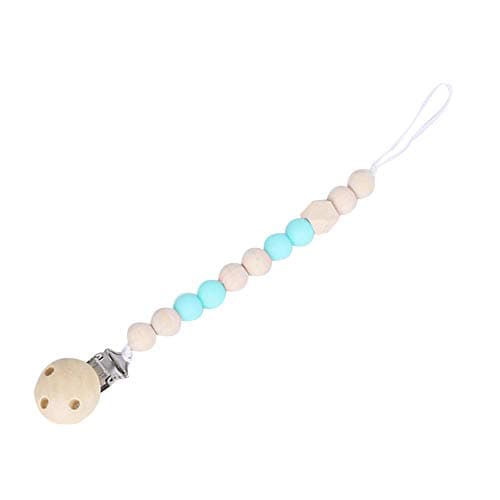 Infant Baby Pacifier Clips, Teether Soother Pacifier Chain Holders Silicone Dummy Clip Chewable Beads Teething Toy for Baby Shower Gift - BPA Free (Blue)