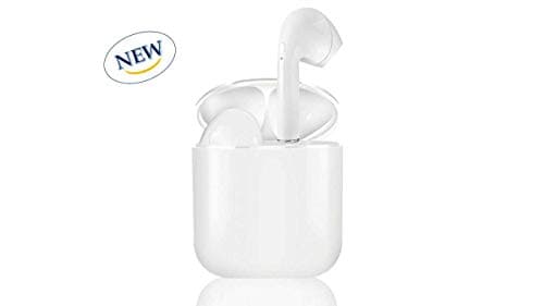 Bluetooth Wireless Earphones with Inbuilt Mic and Charging Case for All Devices with Bluetooth V4.2 (iOS, Android, Windows and Other OS). Water Resistant True Wireless Stereo Mini Earbuds.