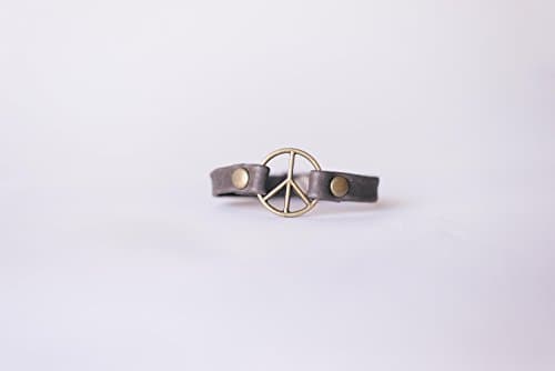 Hand Crafted Charcoal Leather Adjustable Peace Maker Giving Bracelet