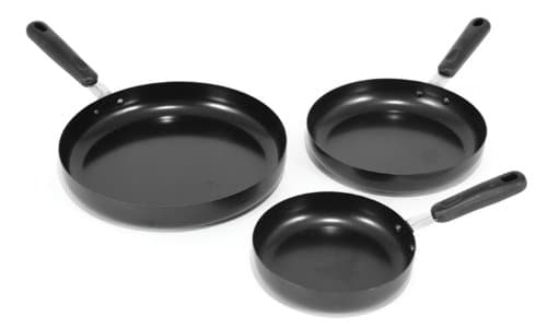 Heuck 32011 HL Classics Series 3-Piece Heavy-Weight Carbon Steel Non-Stick Skillet Cookware Set, Black