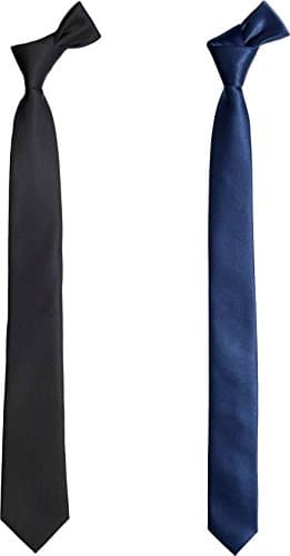 FRIENDSKART Men's Solid Tie (Dark Blue, Black)