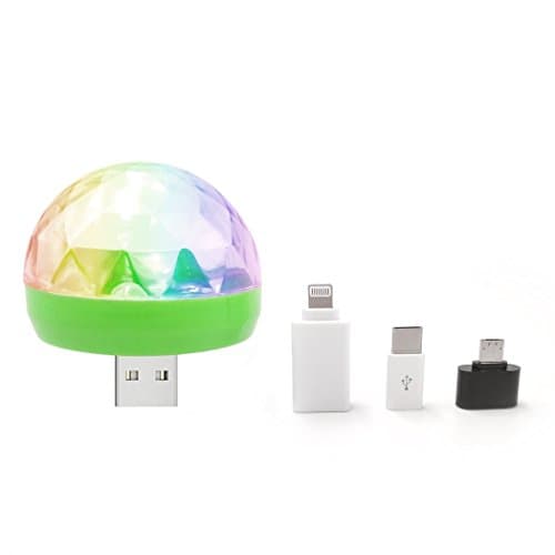 Ploveyy Mini USB Disco Light,Portable Home Party Light,DC 5V USB Led Disco Ball DJ Lights,There are apple, android, type-c adapter. Suitable for mobile phones. (White)