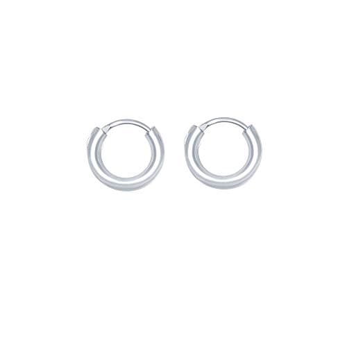 Unique Links 925 Sterling Silver High Polished Lightweight Circle Endless Hoop Earrings Small 8mm Diameter
