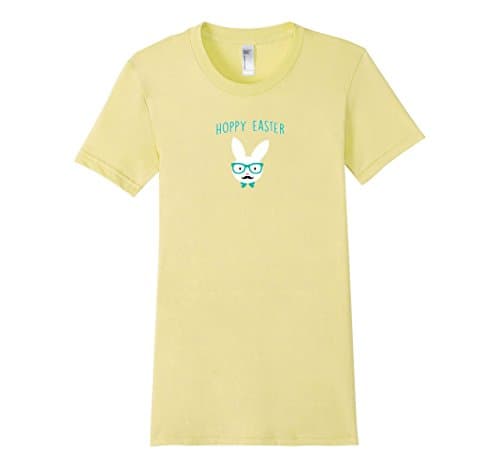 Women's Hoppy Easter T shirt Easter Bunny Rabbit Nerd Humor Tee Medium Lemon