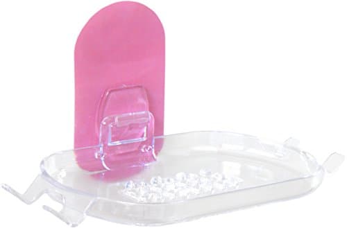 Soap Holder, Bathroom Organizer for soap, razor, sponge, scrubber - Advanced Adhesive Formula, 100% adhere to tile, granite, concrete wall, glass... Removable, No Drilling (Light Soft Pink)