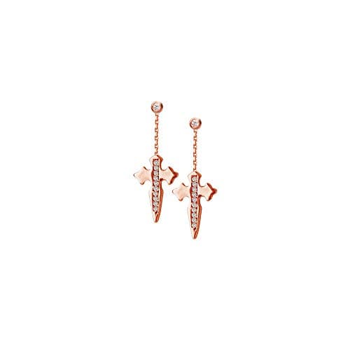 14kt White Gold 1/10Ct Diamond Dagger Dangle Earrings
