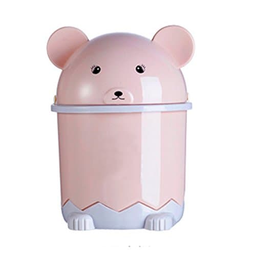 Mini Trash Can Pen Organizer with a Silicone Bag Holder, Fashio Plastic Waveover Countertop Trash Can, Mini Garbage Bin Wastebasket Perfect for The Kitchen Bathroom Office Car Use (Nordic Pink)