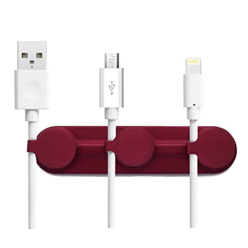 Magnetic Cable Organizer, Desktop Cord Management, Multi-purpose Charger cable Organizer with 3 cable clips (Metallic Burgundy)