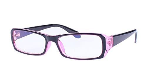 Longfan PC Glasses Computer Eyewear (Light Blue Lenses with UV Protection, Anti Blue Rays)　Reddish Purple
