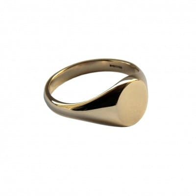 9ct Yellow Gold 9.6 x 7.1mm Plain Small Oval Signet Rings UK Hallmarked Approx 3.4g