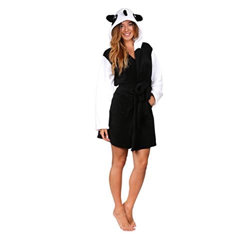 Women's Super-Soft Plush Animal Print Bathrobe (Medium, Panda)