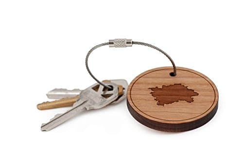 Prague Keychain, Wood Twist Cable Keychain - Large