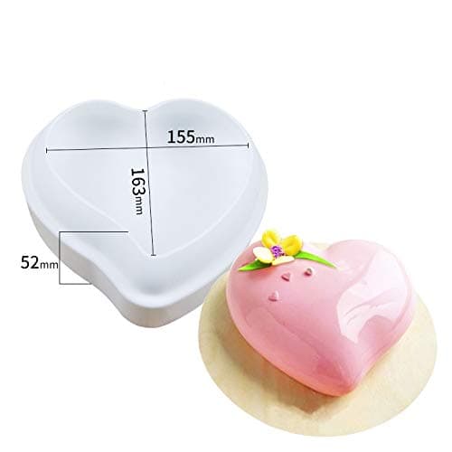 Morfakit 3D Silicone Cake Mold White Color, Baking Mold for mousse chiffon pastry cakes, pan, biscuit, candy, ice cream, jelly, brownie, cookie,chocalate (lucky heart mold)