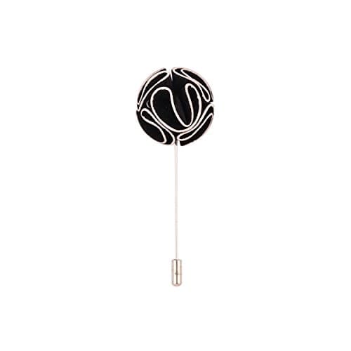 DAPPER HOMME Black Round Flower lapel pin
