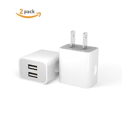 USB Wall Charger,2PC High Speed 2-Port USB Home Travel Charger Plug Power Adapter for iPhone 7/ 7Plus/ 6/ 6s Plus / 5/ 5s/,iPad,Samsung Galaxy,Smartphones,Tablets and More-[2 Pack] White