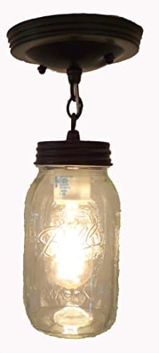 LAMP GOODS MASON JAR CEILING LIGHT WITH CHAIN & NEW QUART