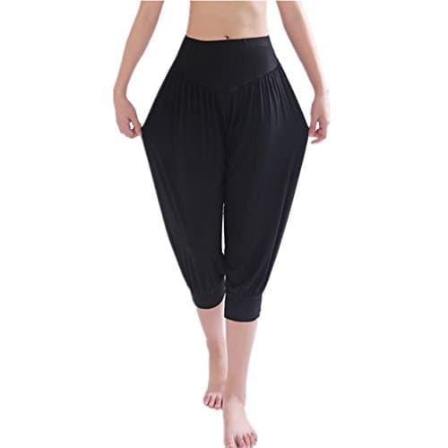 Womens Solid Color Soft Elastic Spandex Knickers Yoga Pants Harem Pants