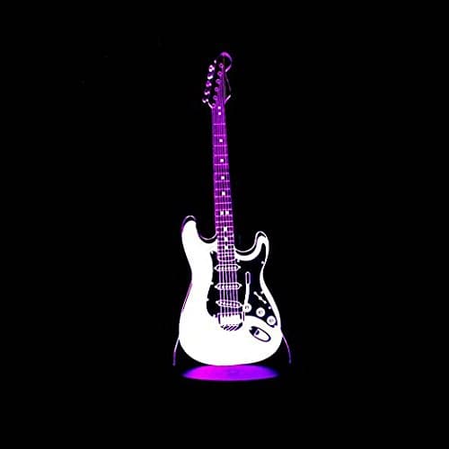 Guitar or Beth Visual 3D lamp - Birthday Gift 7 Colors changing 3D Guitar tablet lamp - 3D Guitar Night Light Touch Table Desk Lamp, 7 Colors 3D Optical Illusion Lights with Acrylic Flat & ABS Base
