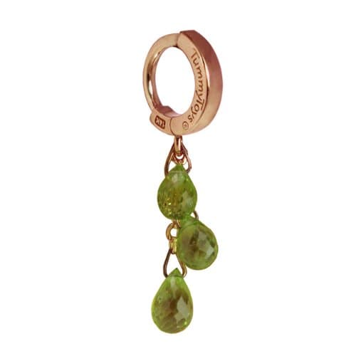 TummyToys Rose Belly Button Ring with Custom 3 Peridot Chain Drop Sexy in a snap Navel Jewelry