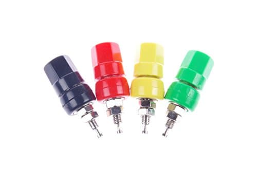 XINY 4-pcs 30A Banana Sockets Speaker Cable Audio Amplifier Terminal M5x42 30A Copper terminal Banana plugs Red &amp; Black &amp; Yellow &amp; Green