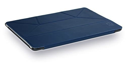 Smarter iPad Pro - Air 2 Case by IQ, Genuine Full Grain Leather Flip-n-Fold Case for the iPad Pro 9.7 or Air 2 (Blue Leather/Black Shell)