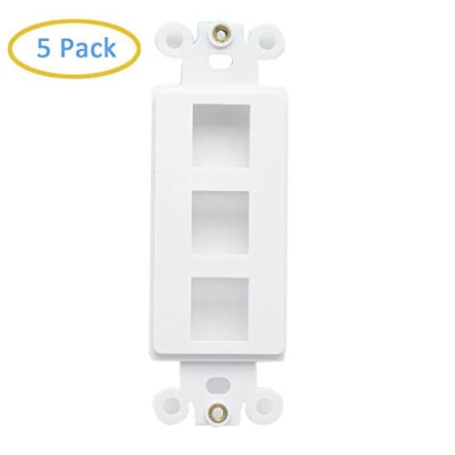VICTEK QuickPort 3-Port Keystone Plate Decora Insert Wall Plate White - 5 Pack