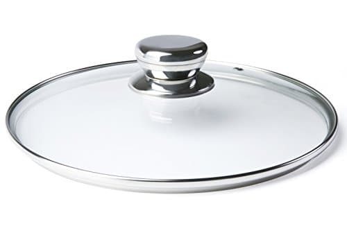ETHDA Tempered Glass Lid, Fits Cookware 11 inch, Universal Replacement for Frying Pans,Cast Iron Skillets,Woks,Clear, with Steam Vent Hole, Stainless Steel Handle Knob (28cm)