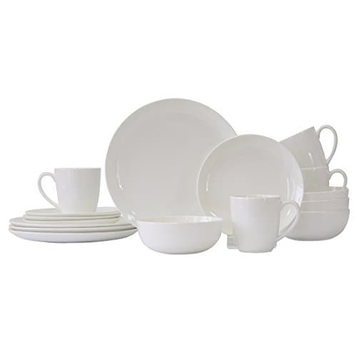 WHITEPEONY Swirl Embossed 16-Piece Bone China Dinnerware Set, Service for 4