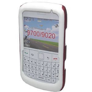 PREMIUM 2 IN 1 WHITE THIN SILICONE SKIN WITH RED RUBBERIZED SNAP ON HARD SKIN COVER CASE FOR BLACKBERRY BOLD 2 BOLD2 9700 ULTIMATE PROTECTION