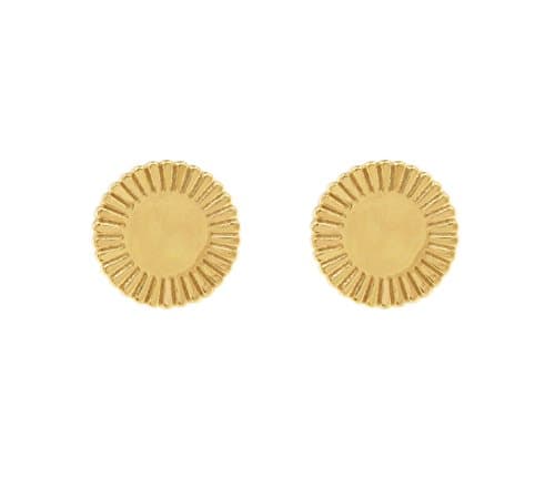 YUWEI 24k Gold Plated Classic Round Wheel Stud Earrings