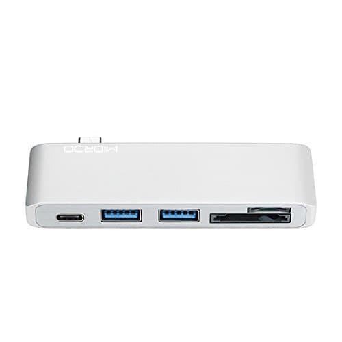 MIORDO Type-C USB 3.0 5 in 1 Combo Hub for MacBook Pro 2016/2017, Aluminum Multiport Adapter, Silver