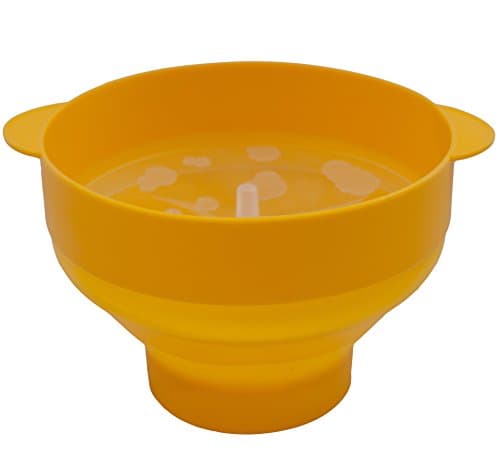 Foldable, Collapsible Silicone Microwave Popcorn Popper / Popcorn Maker, Bowl with Convenient Handles and Lid, Yellow