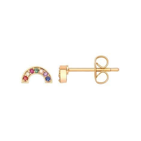 Estella Bartlett Gold-Plated Pave CZ Rainbow Stud Earrings